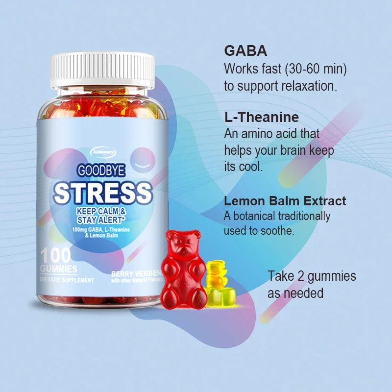 Goodbye Stress Gummies - Stress Relief, Sleep, Mood, Skin, Nails, Memory and Focus, Joint Support, Overall Health