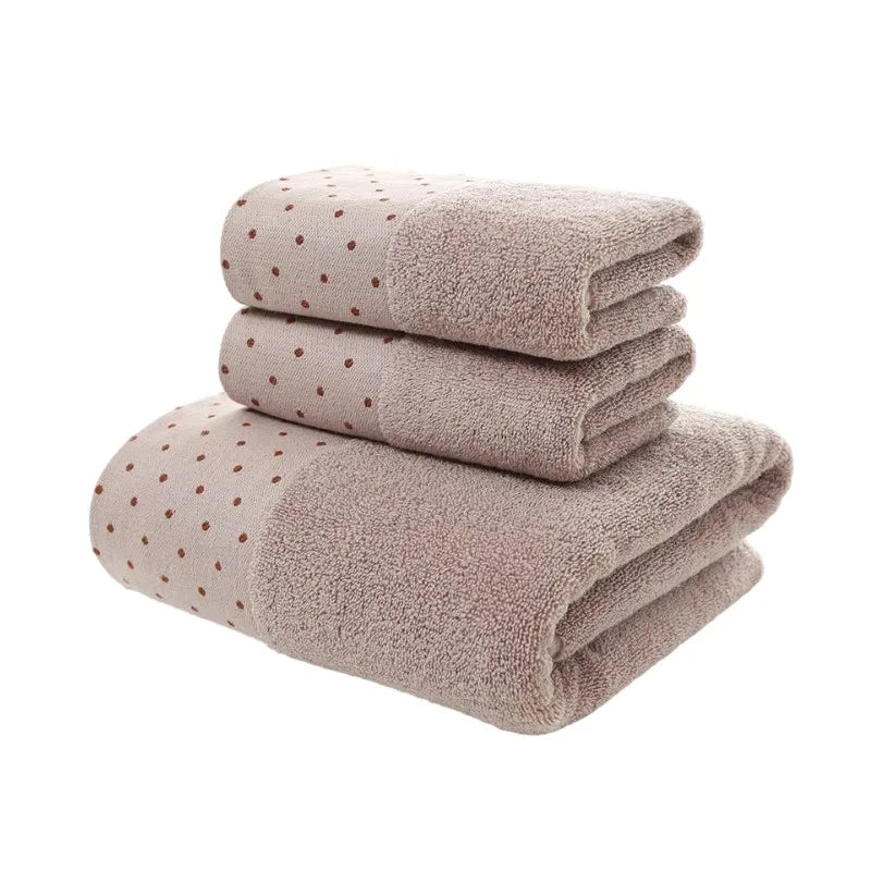 Set of 3 Cotton Bathroom Towels Sets 2pcs Hand Face Towel 35x75cm and 1pcs Big Bath Towels 70X140cm Washcloths Gift Towels