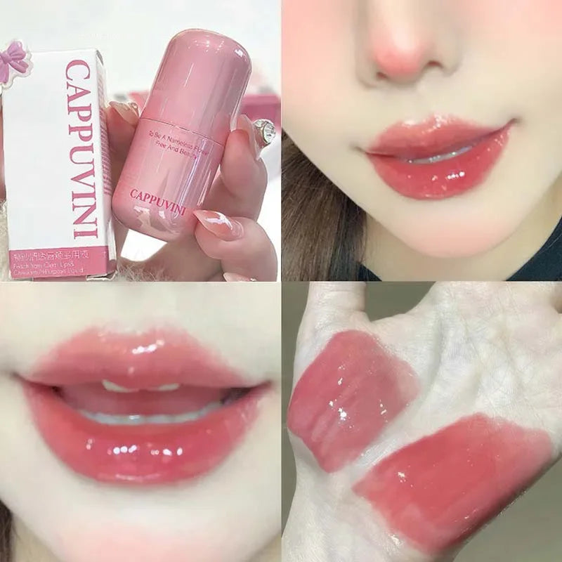 Lasting Waterproof Moisturizing Plump Lip Gloss Mirror Effect Lip Color Water Gloss Ice Clear Peach Pink Lip Glaze Korean Makeup