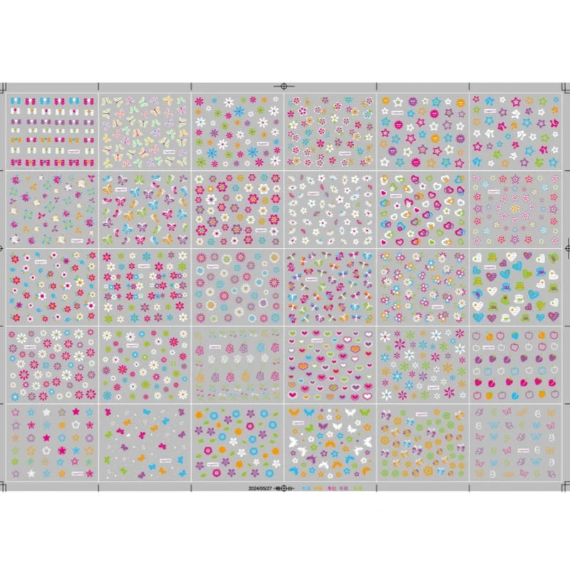 30 Sheets 3D Glow in The Dark Neon Nail Stickers - Glittery Glossy Self-Adhesive Nail Art Decorations with Butterfly, Love Heart