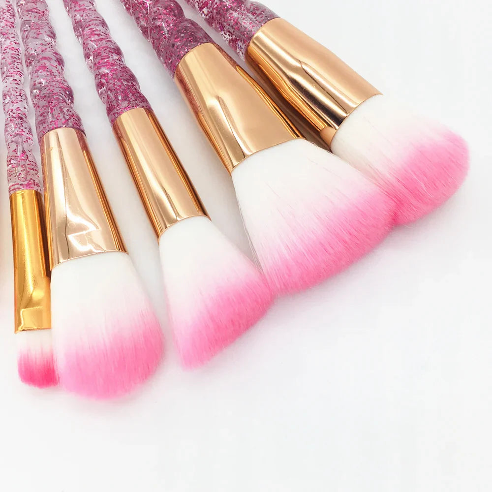 10pcs Unicorn Makeup Brushes Set Diamond Crystal Handle Blending Foundation Powder Eyeshadow Eyebrow Brush Beauty Make Up Tools