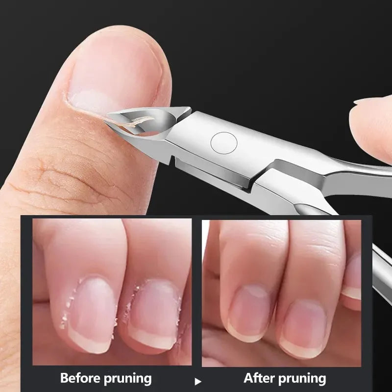 1Pcs Double-Head Angled Hoof Cuticle Pusher Stainless Steel Bevel Nail Art Pusher Manicure Orange Sticks for Nail Salon Tools