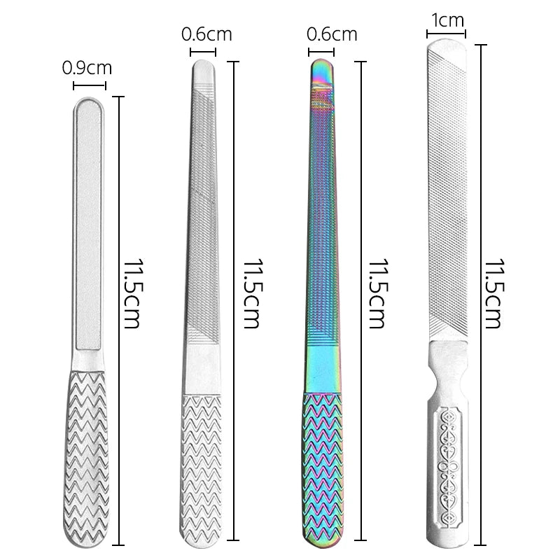 Nail Files Durable Stainless Steel Professional Double Sided Nail Sanding Grinding Buffer Manicure Pedicure Scrub Nail Art Tools