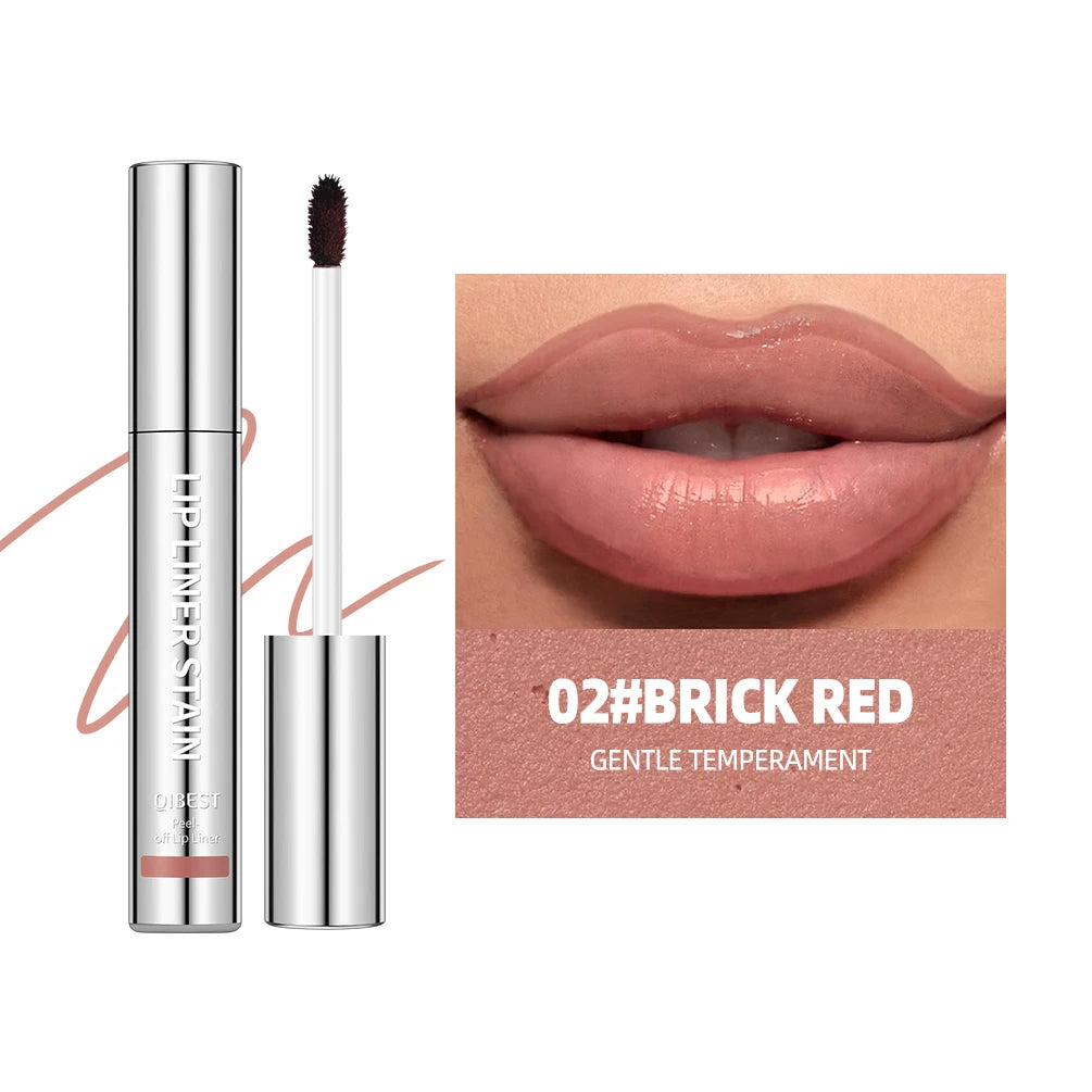QIBEST Lipliner Peel Off Tattoo Lipgloss Waterproof Long Lasting Matte Lip Tint Brown Contour Tear-off Lip Stain Cosmetics