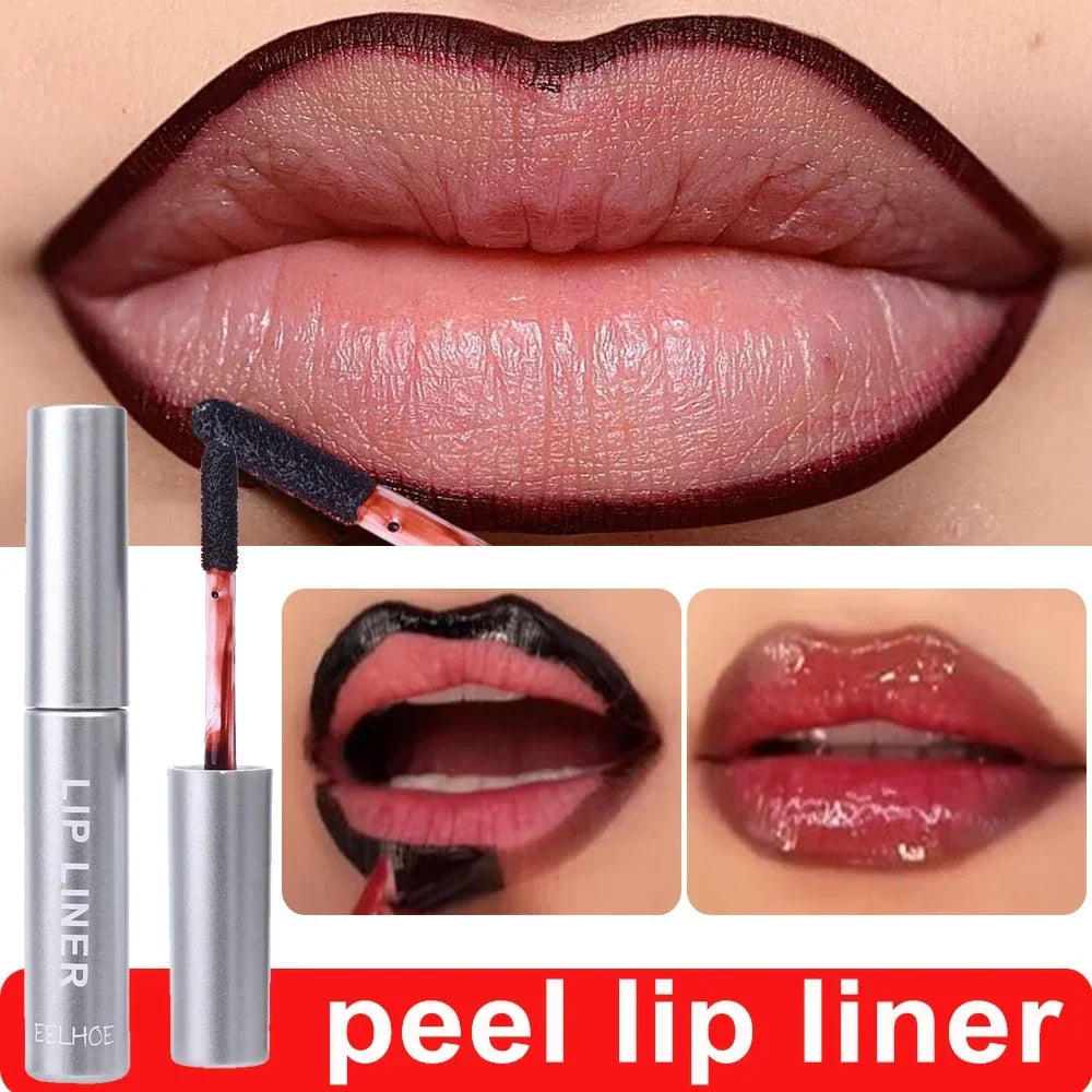 Waterproof Peel-Off Lip Liner – Long-Lasting Matte Lip Tint, Brown Contour Tattoo-Effect Lip Stain Cosmetic