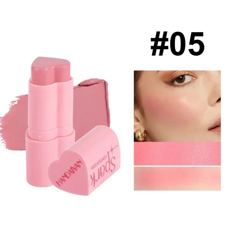Functional Blush Stick Waterproof Easy Color Face Rouge Blusher Cream Lasting High Color Rendering Brightening Skin Tone Make Up