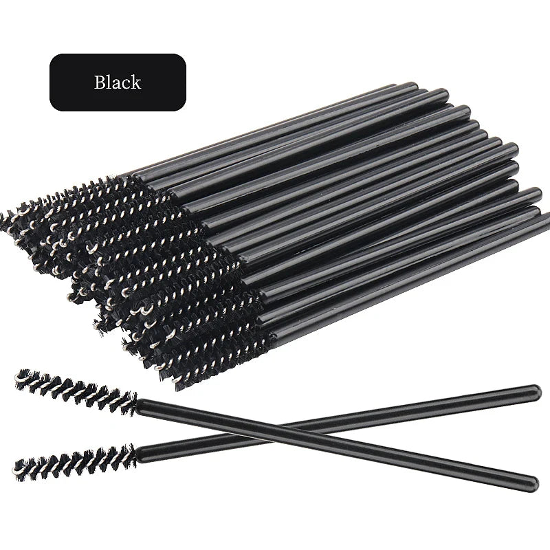 NEW 50Pcs Makeup Eyelash Brushes Disposable Crystal Eyebrow brush Diamond Handle Mascara Wand Applicator Lashes Extension Tools