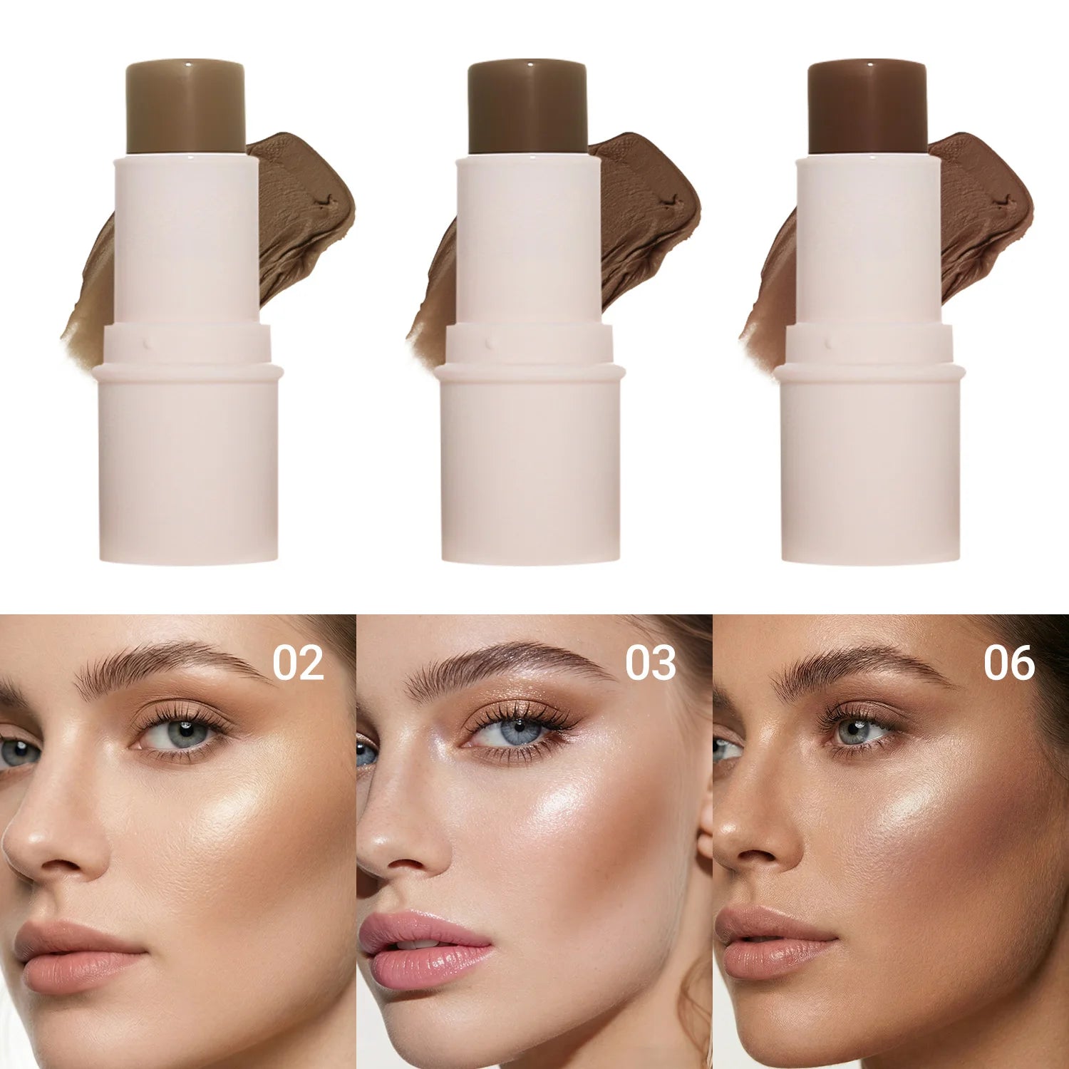 LANGMANNI Tri-Color Multi-Functional Face Brightening Contour Stick Contour & Brightening Skin-Perfecting Stick