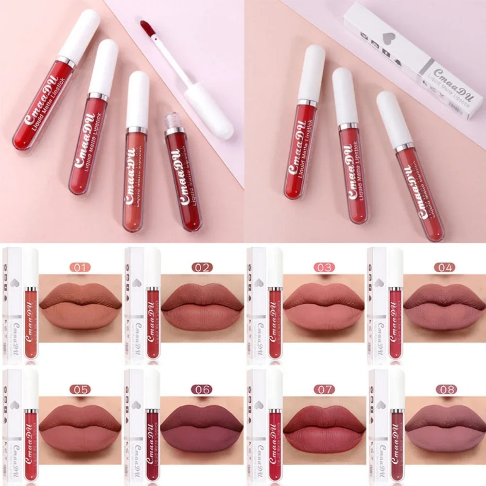 Long-Lasting Velvet Matte Lip Gloss – Liquid Lipstick, Red Lip Makeup for Women, Waterproof, Moisturizing Lip Gloss