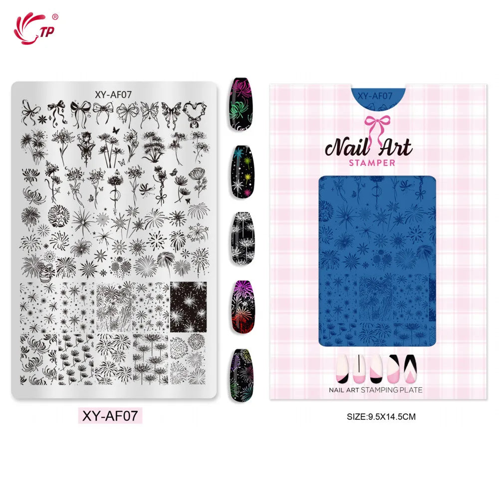 TP Nail Art Templates Butterfly Plaid Design Nail Stamping Plate for Nail DIY Polish Printing Transfer Template Manicure Tools