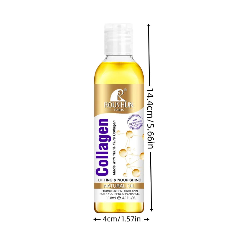 118ml Collagen Face Serum Oil Body Massage Oil Nourish Natural Body Oil,Moisturize Skin&Hair Essence,Smooth Skin,Firming Massage&Hair Care