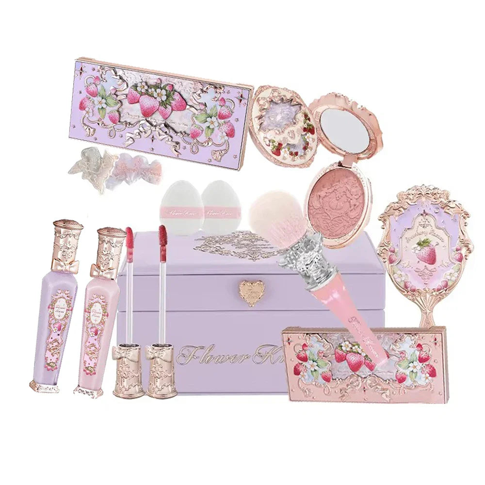 Flower Know Strawberry Rococo All-In One Gift Set Makeup Kit Full Professional Eyeshadow Blush Powder Lip Cream Flowerknows