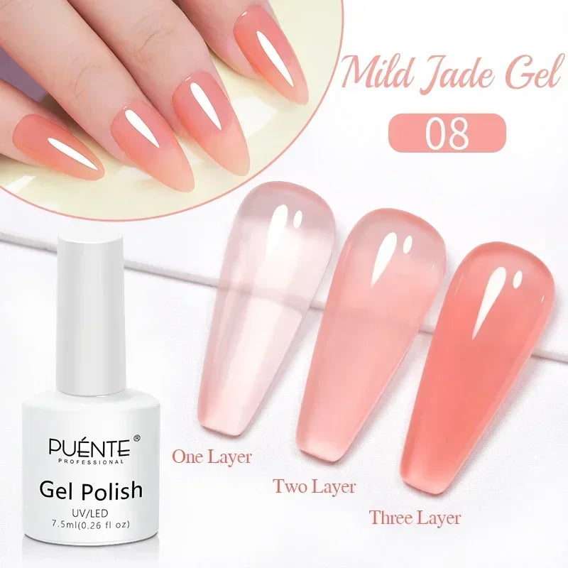 PUENTE 15ML Vitamin E Base Coat Gel Nail Polish For Soft Thin Breaking Nails Strengthen Soak Off UV Gel Varnish For Nail Care