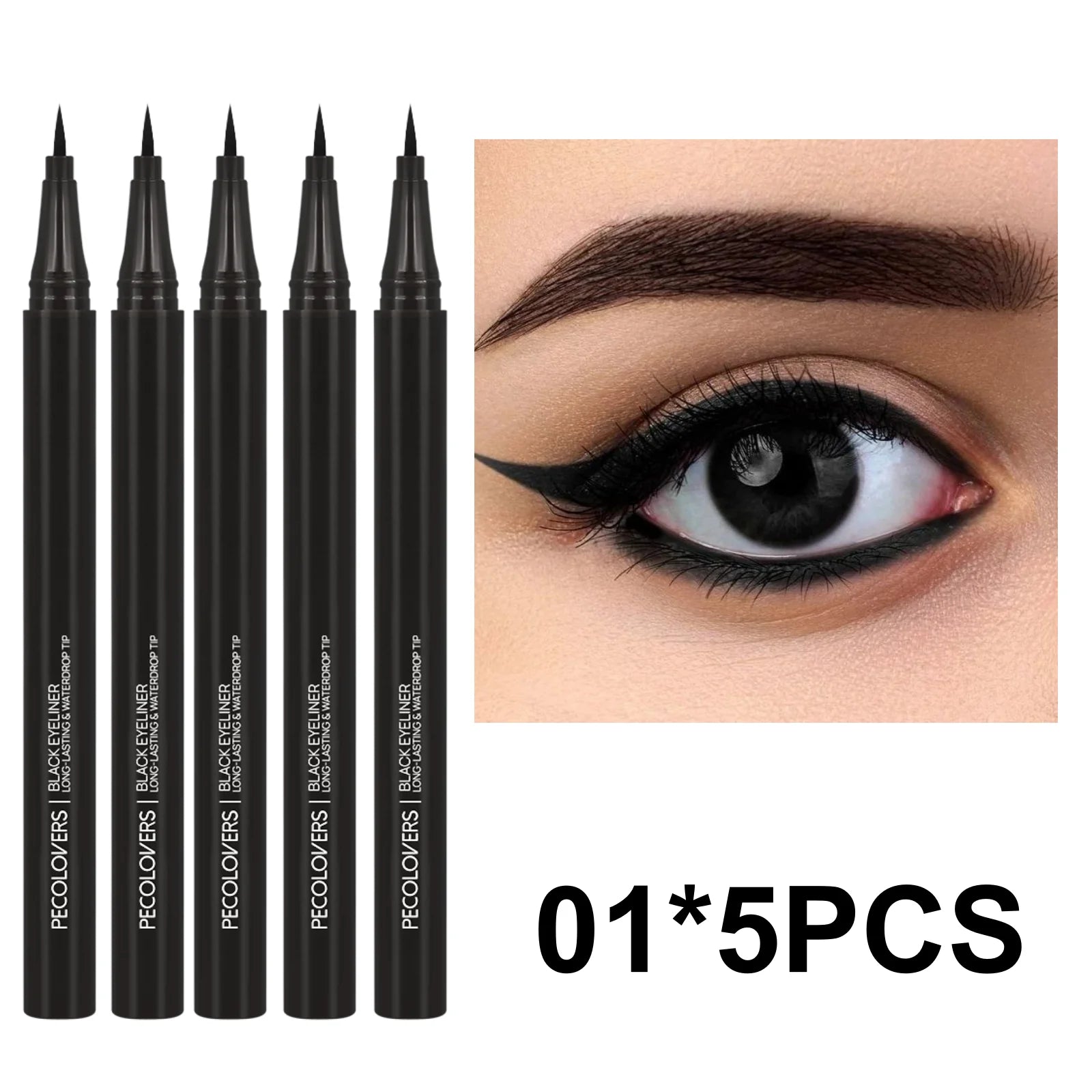 5PCS/Set Smooth Liquid Eyeliner Pen, Waterproof, Long-lasting Makeup, Black, Ultra-fine Pen Tip,Create A Charming Eye Makeup