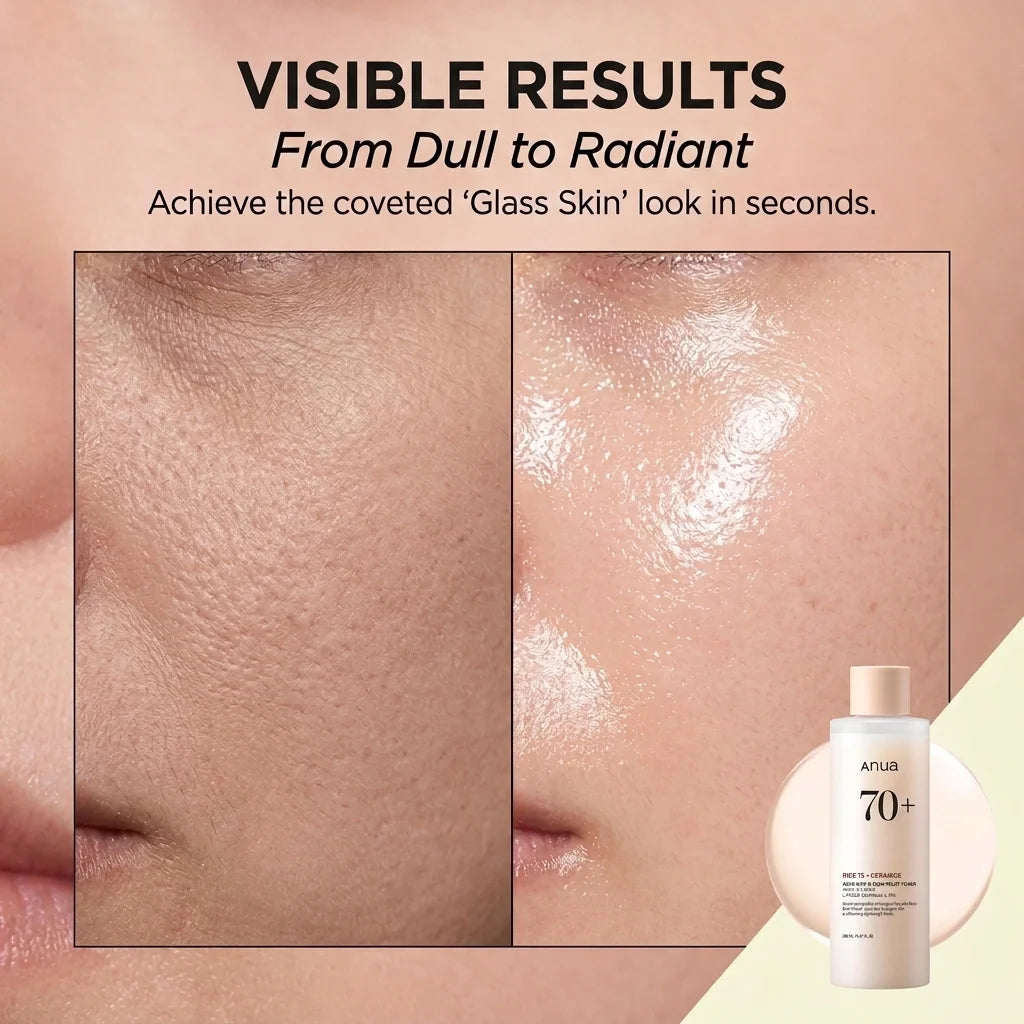 Anua Rice 70 Glow Milky Toner， Moisturizing and barrier care, niacinamide, ceramide, all skin types, Korean skincare products