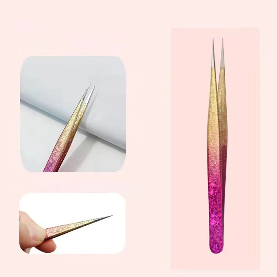 1 Pc Eyelash Tweezers Ice Flower Anti-static 3D Accurate Eyebrow Grafting False Lashes Extension Supplies Makeup Tweezer Tools