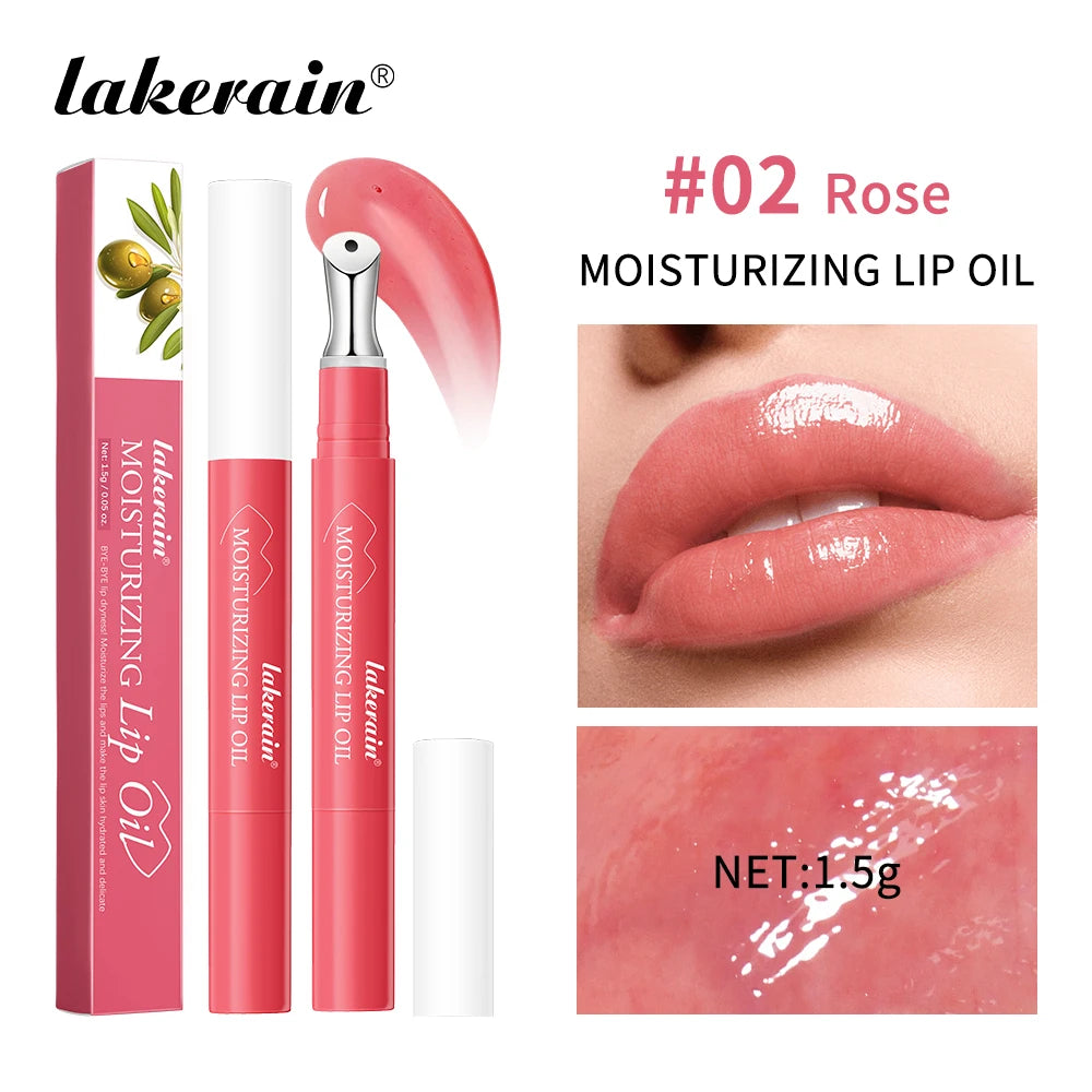 Lakerain Crystal Moisturizing Lip Oil Set of 6 Colors Pen Tip Design Long Lasting Tender Lip Balm Anti Dry Cracked Lip Makeup