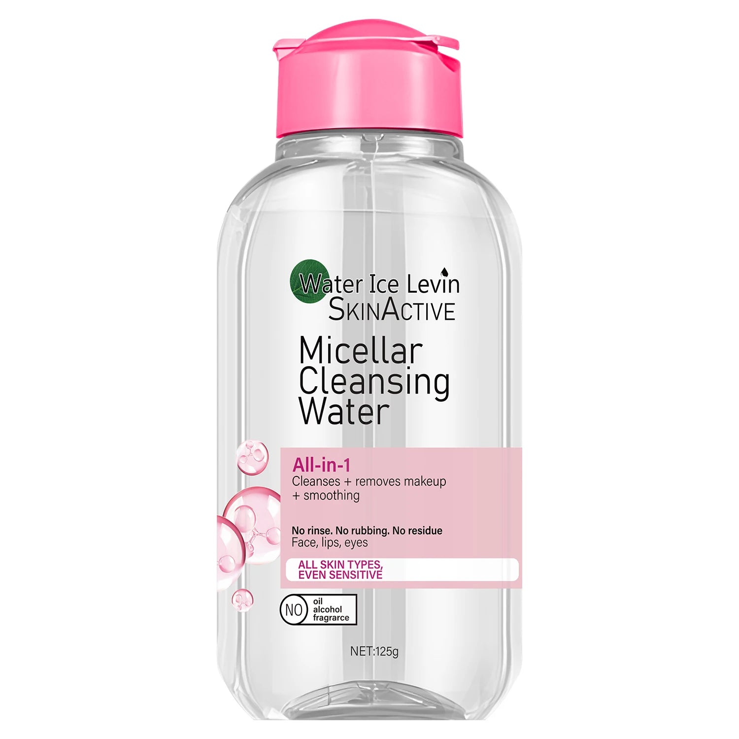 Water Ice Levin Micellar Water: All-in-1 Cleanser & Makeup Remover. No Rinse, No Rub, For Sensitive Skin. 125g.