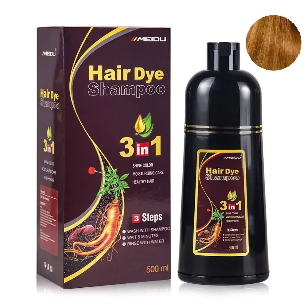 Meidu 3 In 1 Instant Coloring Shampoo Natural Black Color for Men Women Hair Dye Herbal Brown Purple Hair Dye Hair Dye Shampoo