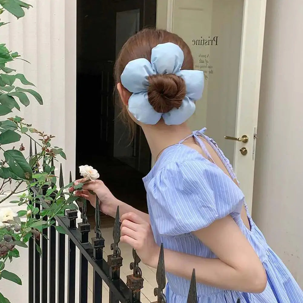 Korean Creative Exaggerated Flower Scrunchie Headdress Women Girl Trendy Design Elastic Hair Band Vacation Hair Accessories