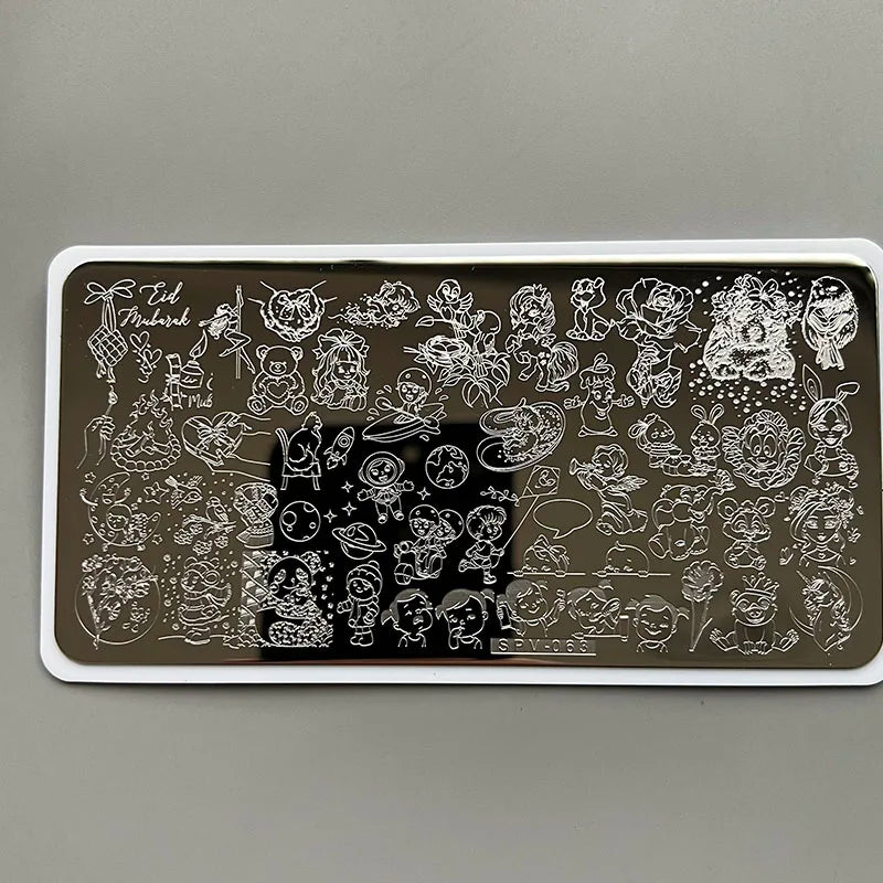 XMQ Nail Art Stamping  Plates Carton Flowers Template