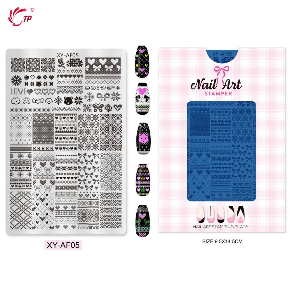 TP Nail Art Templates Butterfly Plaid Design Nail Stamping Plate for Nail DIY Polish Printing Transfer Template Manicure Tools