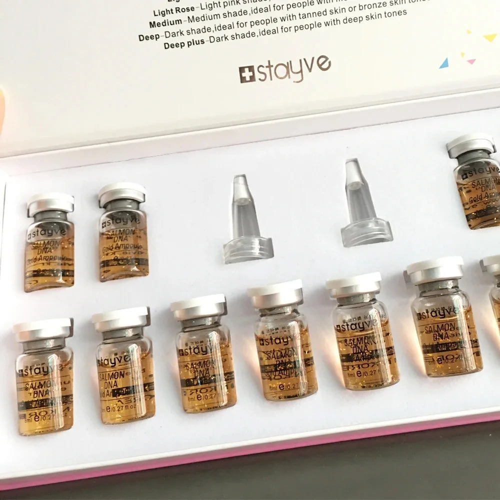 Stayve 8ml Salmon DNA Golden Ampoule Serum Kit Natural Ingredients, Moisturizing, Tender, Lifting, Firming Facial Care Skin