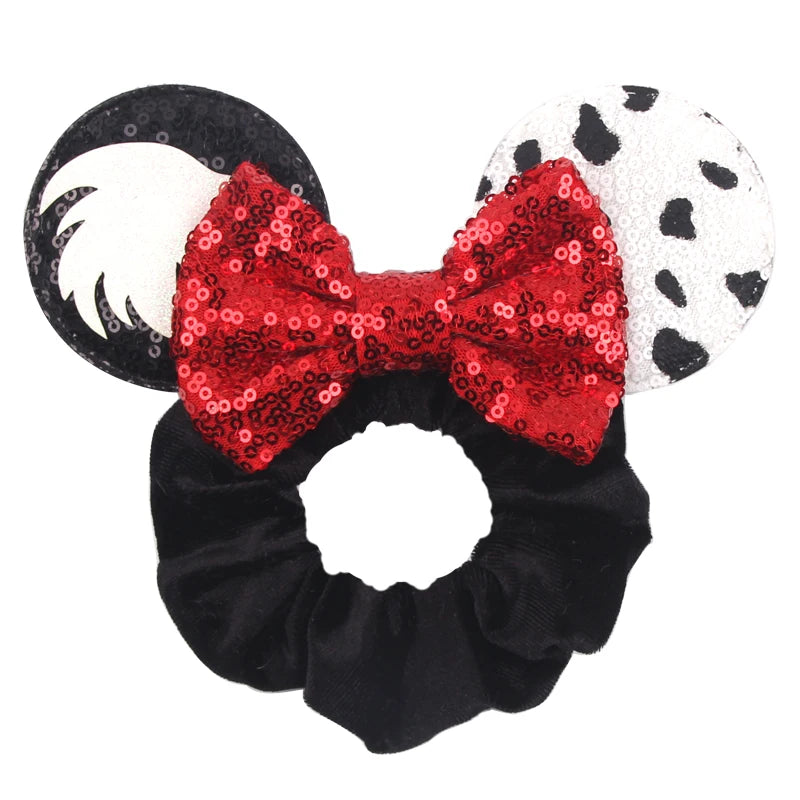 Women Ears Hair Scrunchies Velvet Hairbands For Girls Sequins Bows Headband Women Trip DIY Accessories Mouse Party Decor