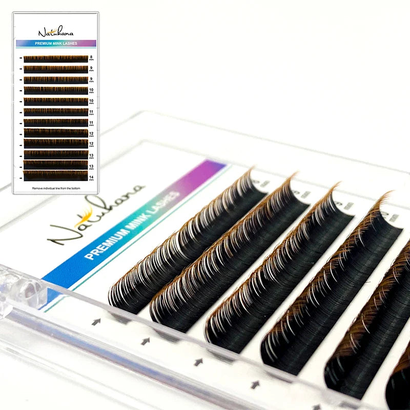 NATUHANA Dark Colored Eyelashes Extension Individual Natural False Mink Colorful Eyelash Grey Blue Color Lashes for Party Makeup