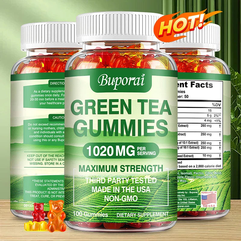 Green Tea Gummies - Belly Fat Burning, Metabolism Boosting, Appetite Suppression, Weight Management