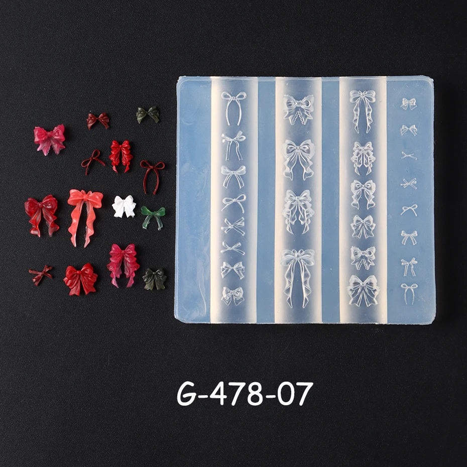 Fashionable Bow Ballet Tie Nail Stamping Plates Kawaii Bowknot Silicone Carving Mould Mini Tableware Manicure Decor Supplies
