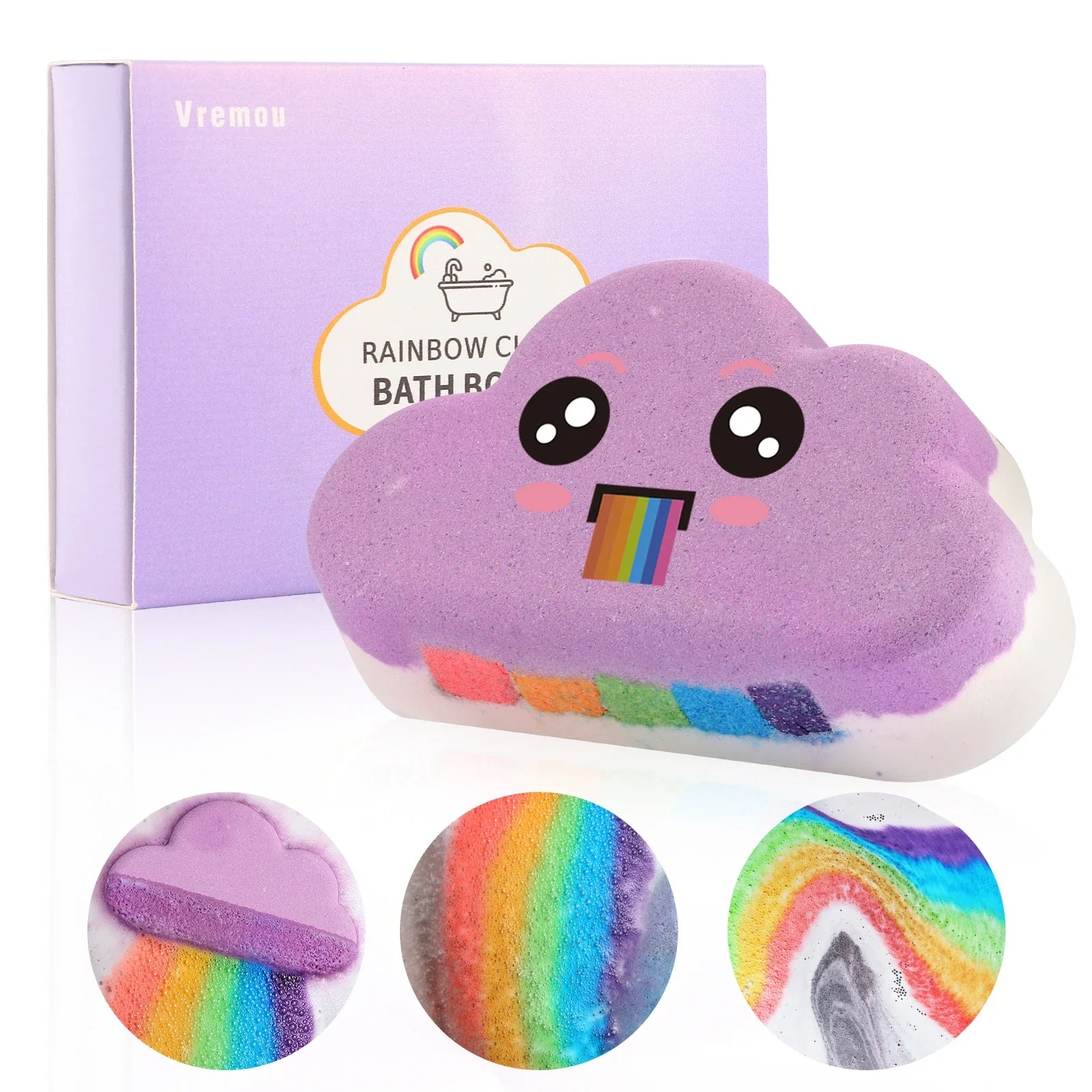 1Pcs/4Pcs Rainbow Bath Bombs Gift Set, Handmade Organic Bath Bombs for Kids Girls, Natural Kid Bubble Bath Fizzy