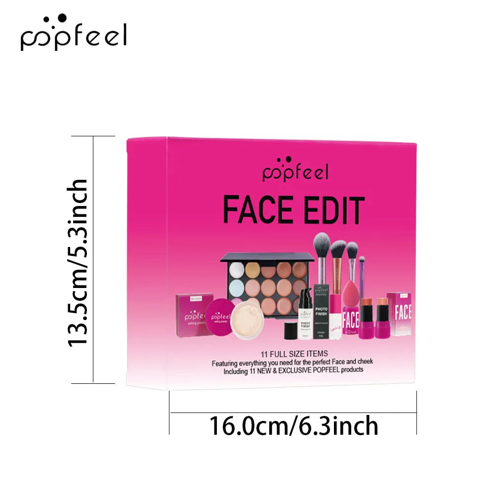 POPFEEL All In One Makeup Kit Eyeshadow Powder Lipgloss Lipoil,Valentine's Day Gift for Girls Women