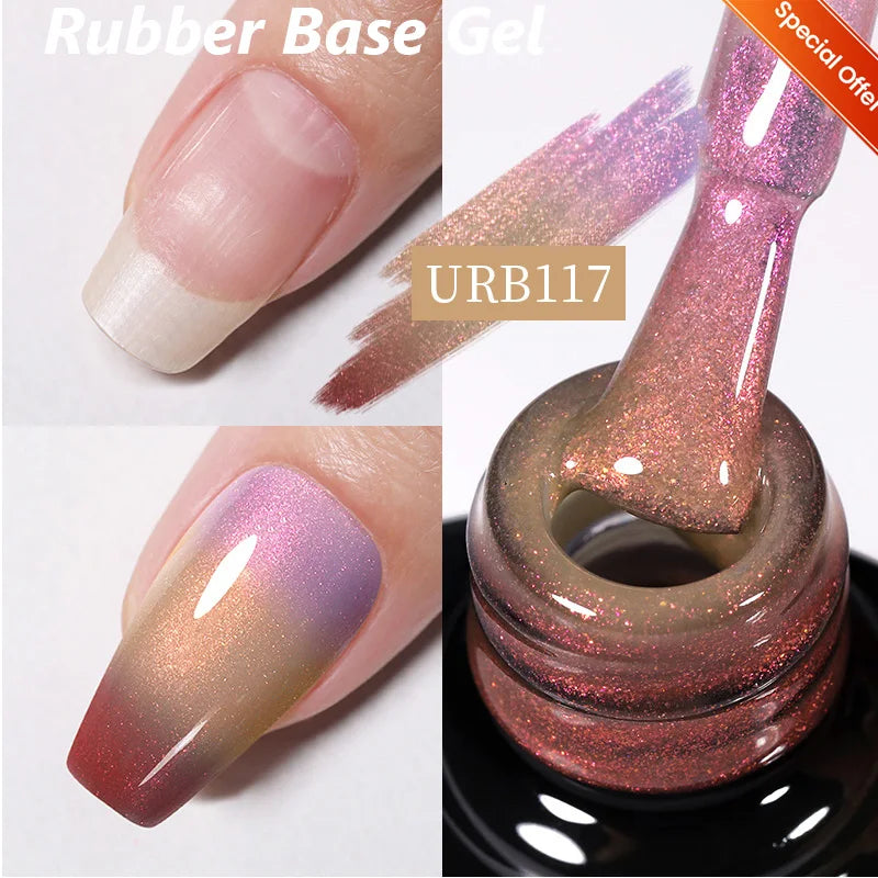 UR SUGAR 7ml Nude Crystal Rubber Base Gel Natural Color Semi Permanent Soak off UV LED Gel Nail Art Varnish