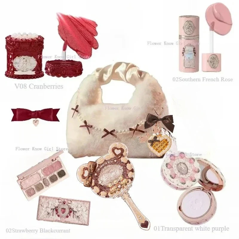 Flower Know Strawberry Cupid Makeup Gif Box Eyeshadow Liquid Cheeks Red Lips Clay Powder 9pcs/ set