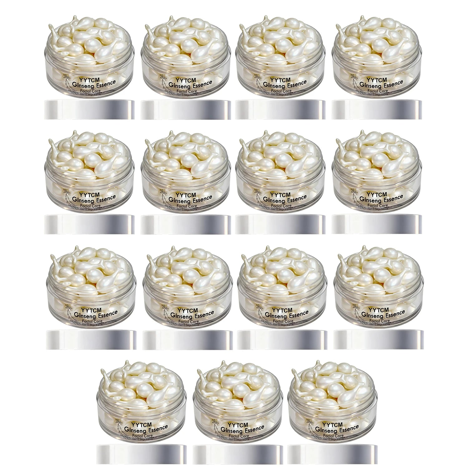 Ginseng Essence Capsules, Moisturizing and Firming Essence Serum, Contains Squalane, Niacinamide, Vitamin E, Retinol, Deep Hydration (0.34Gx30 Capsules)/Bottle-1 Bottle