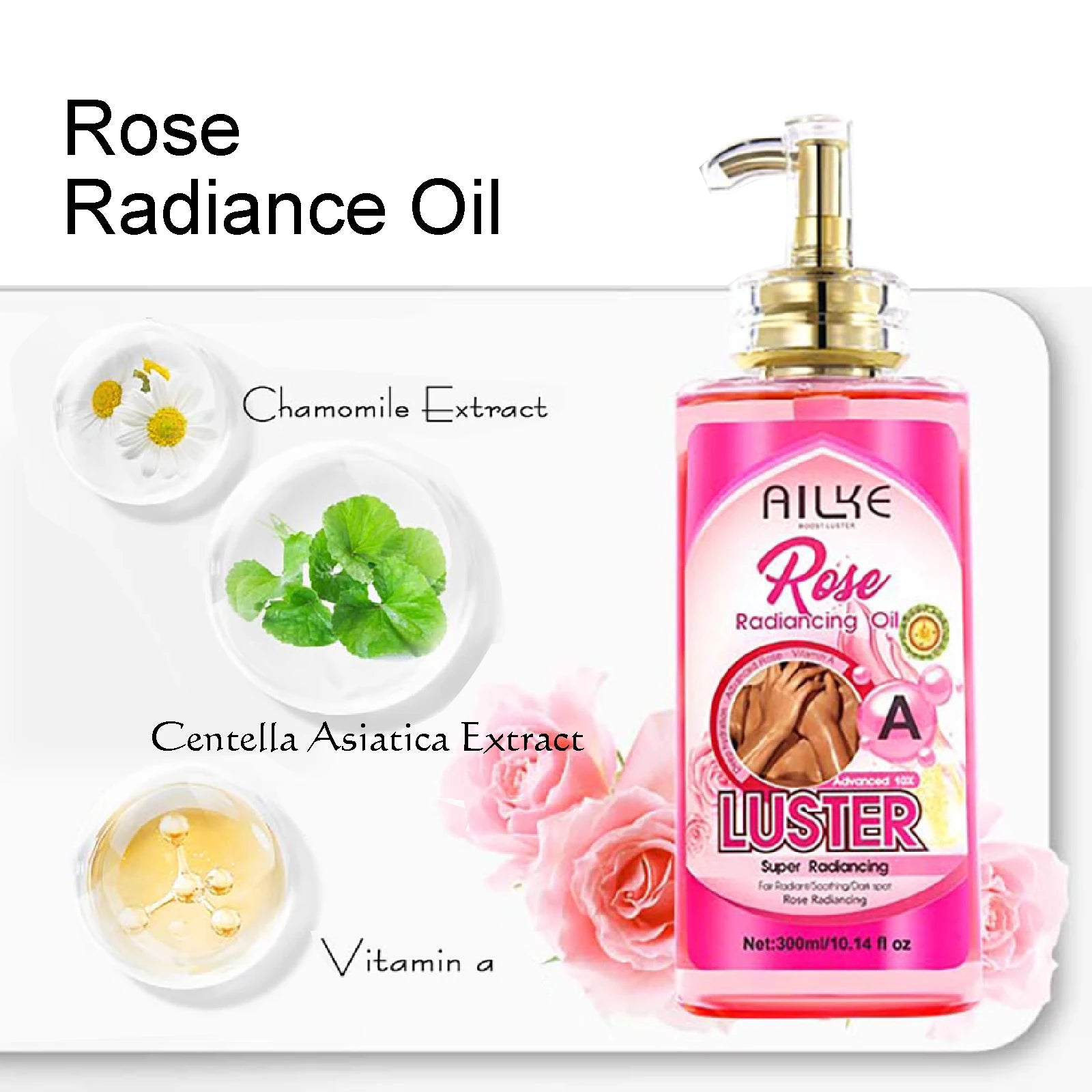 AILKE Lightening Body Massage Oil, Deeply Moisturizing, Anti-Aging, Wrinkles, Stretch Marks and Dark Spots Removal, 300ml