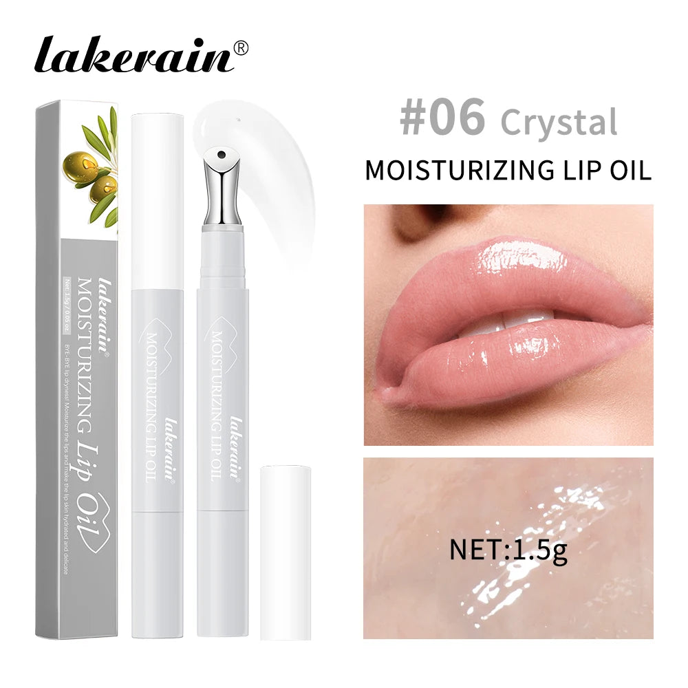 Lakerain Crystal Moisturizing Lip Oil Set of 6 Colors Pen Tip Design Long Lasting Tender Lip Balm Anti Dry Cracked Lip Makeup