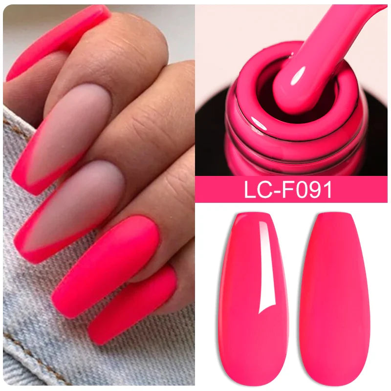 LILYCUTE Fluorescent Nail Gel Polish Orange Red Neon Bright Color Summer Series Soak Off For Manicure Nail Art UV Gel Varnish