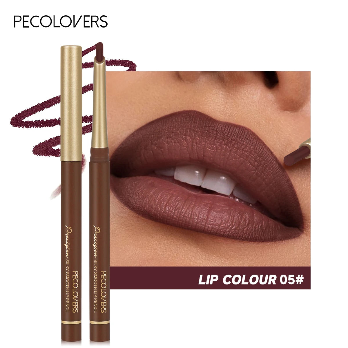 Matte 6-colors Lip Liner Pencil Bevel Design Nib Lip Contour Lipstick Nude Brown Lipstick Pencil Natural Lasting Lipliner Makeup