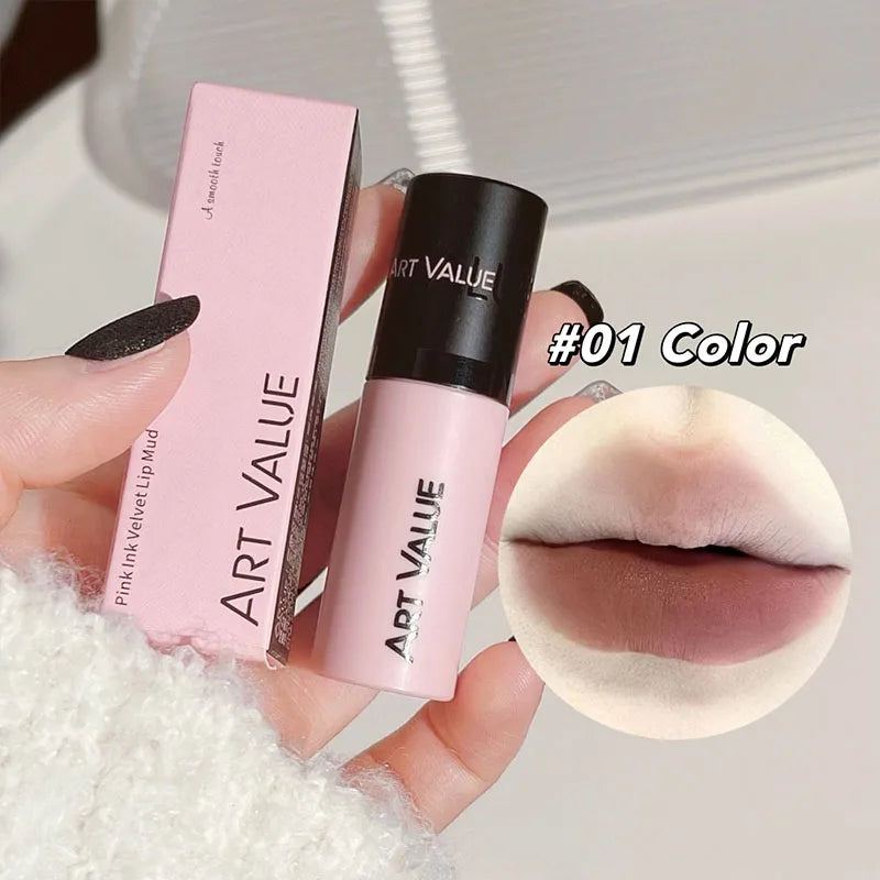 ART VALUE Matte Liquid Lipstick Long-lasting Waterproof Silky Smooth Pink Mist Velvet Lip Glaze Lightweight Makeup Lip Mud Tint