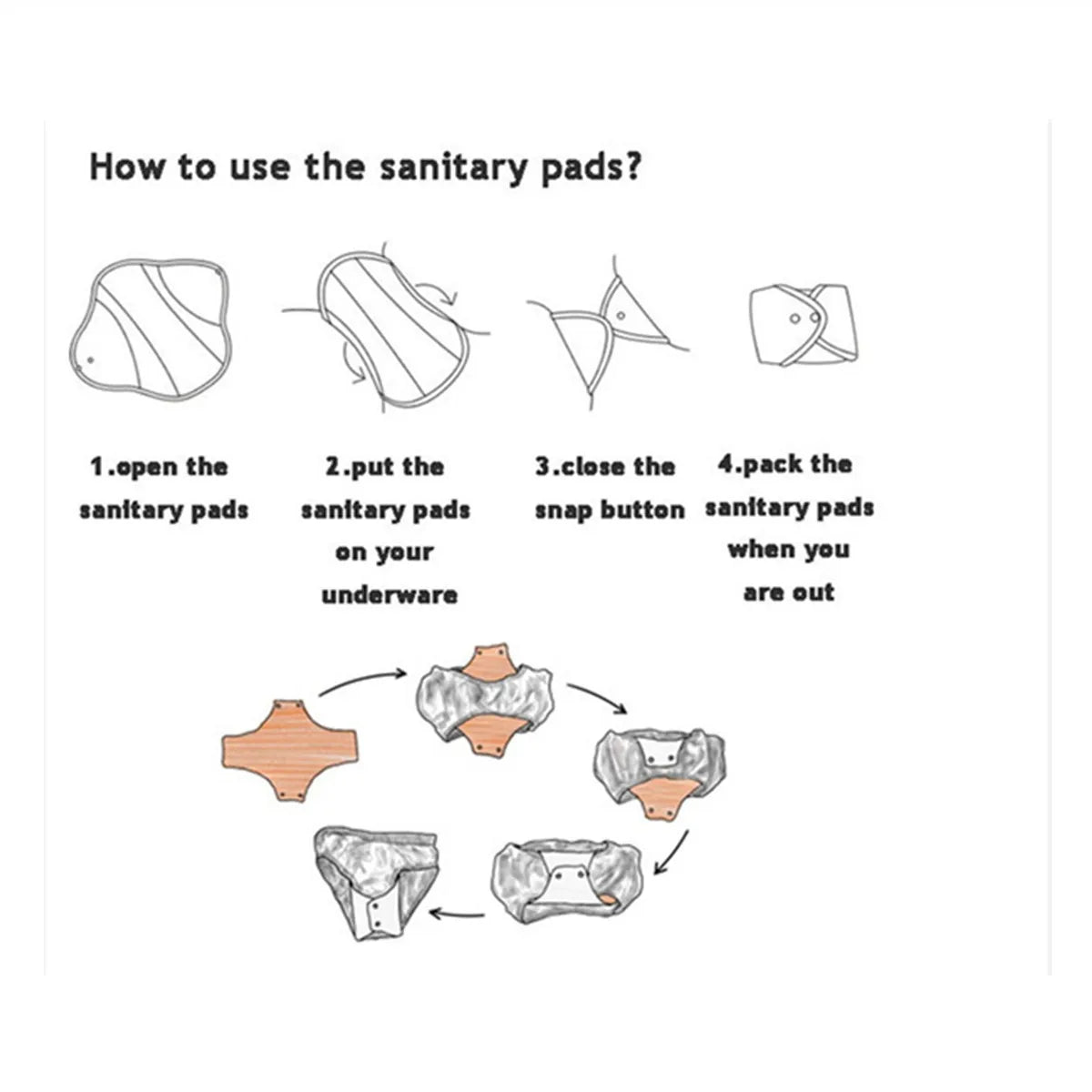 [Sigzagor] XXL Cloth Menstrual Pad Sanitary Bamboo Reusable Overnight Post Partum Reusable Washable 16in