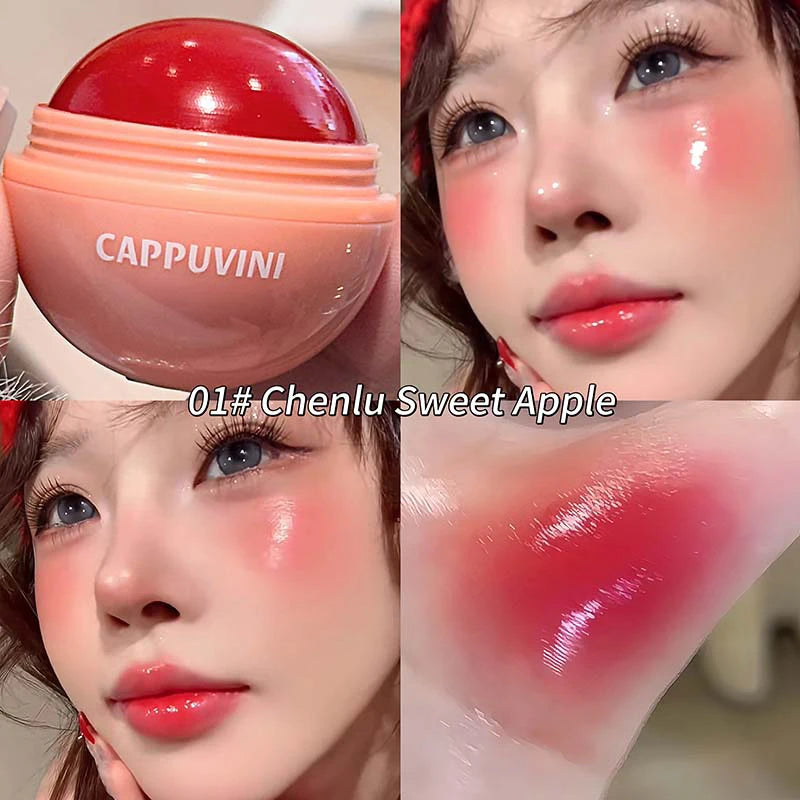 Cappuvini Juice Blush Ball Water Light Blusher Brightening Face Easy Color Multi-Use Blush Makeup Suitable for Lips and Cheeks