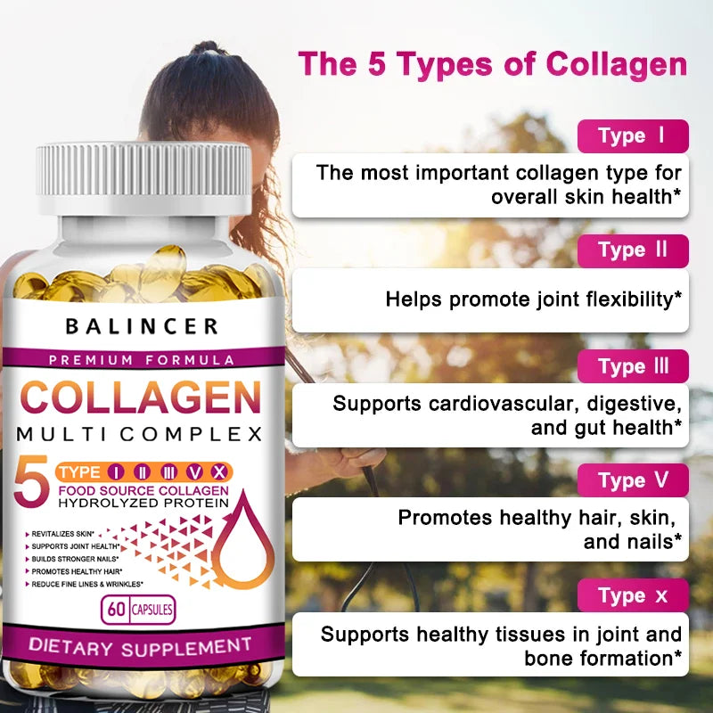 Collagen Peptide Multi-Hair, Skin & Nails, Digestive & Joint Health Supplement, Hydrolyzed Collagen, 120 Capsules