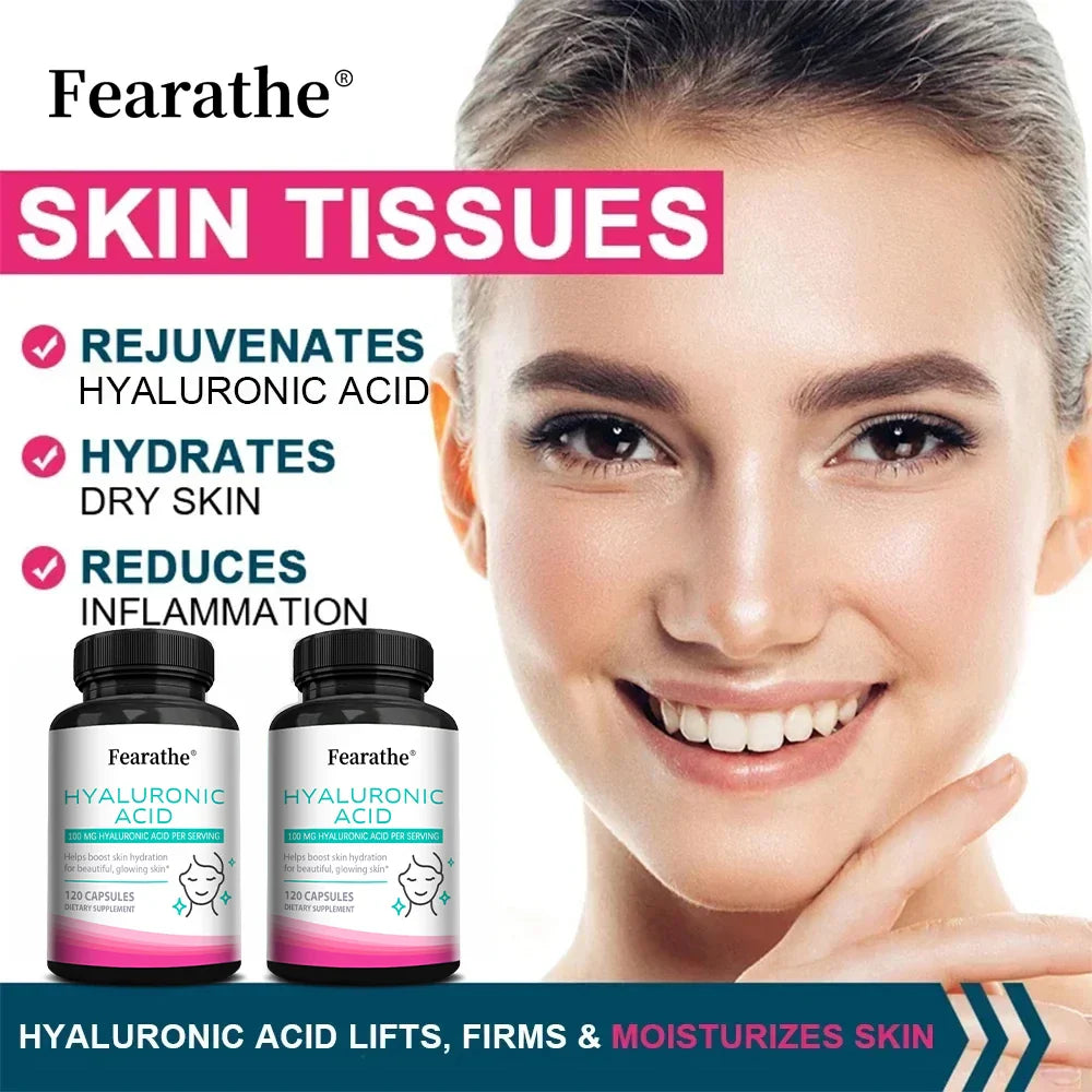 Hyaluronic Acid Supplements - Helps Promote Skin Hydration for Beautiful, Radiant Skin, Combats Collagen Loss, Supports Joints