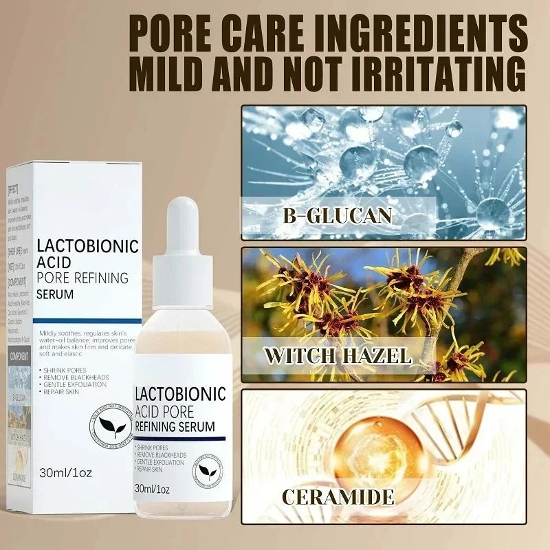 Lactobionic Acid Shrink Pores Facial Serum Fade Fine Lines Firming Nourish Essence Face Serum Moisturizing Brightning Skin Care