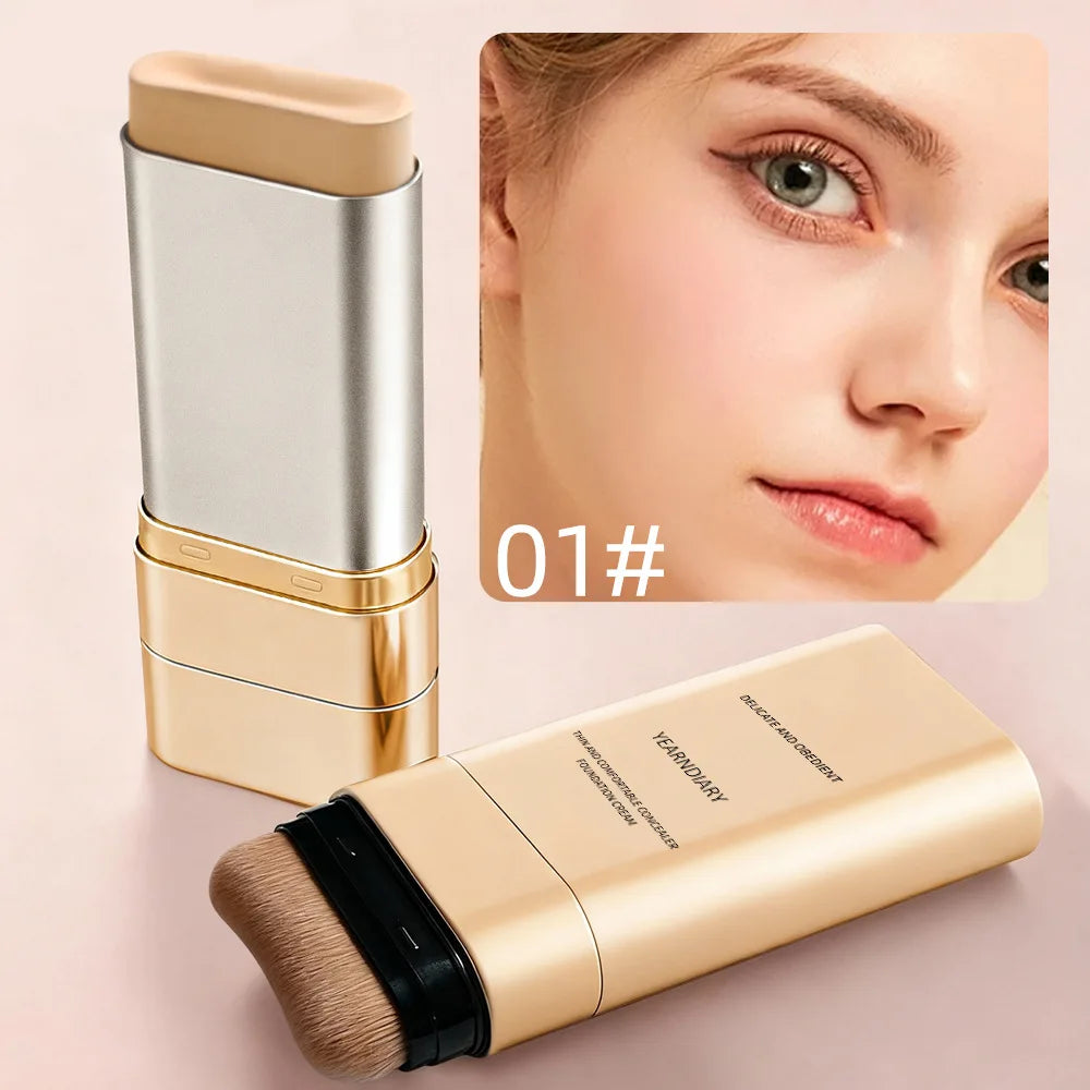 Light and Comfortable Concealer Foundation Cream, Long-lasting and Brightening Moisturizing Double-ended Foundation Cream