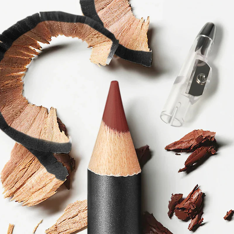 Waterproof Matte Lipliner Pencil – Red Contour Tint, Long-Lasting, Moisturizing Lips Makeup, 12 Colors