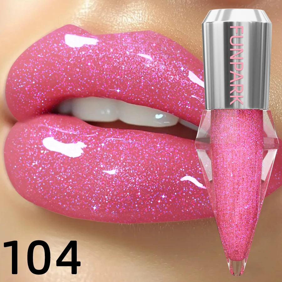 8 Color Glitter Shimmer Lip Gloss Moisturizing Lip Tinted Fuller Lip Effect Diamond Liquid Lipstick Makeup Sexy Lip Care Gifts