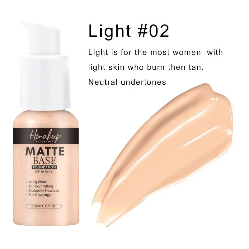 30ml SEPORA 6 Colors Matte Liquid Foundation Oil Control Waterproof Full Coverage Facial Natural Concealer Base Makeup Cosmetics